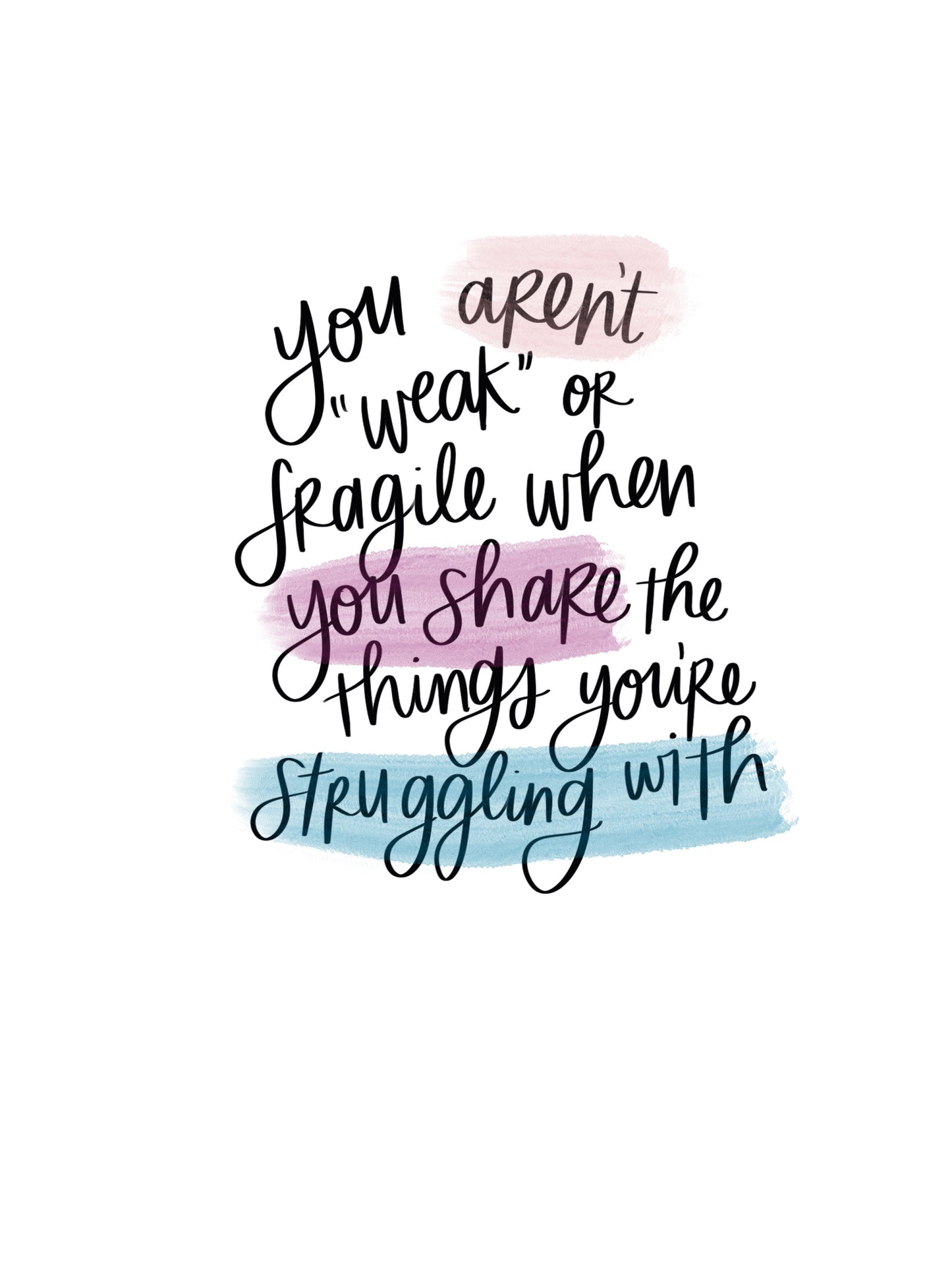 You aren't "weak" or "fragile" when you share the things you're struggling with.