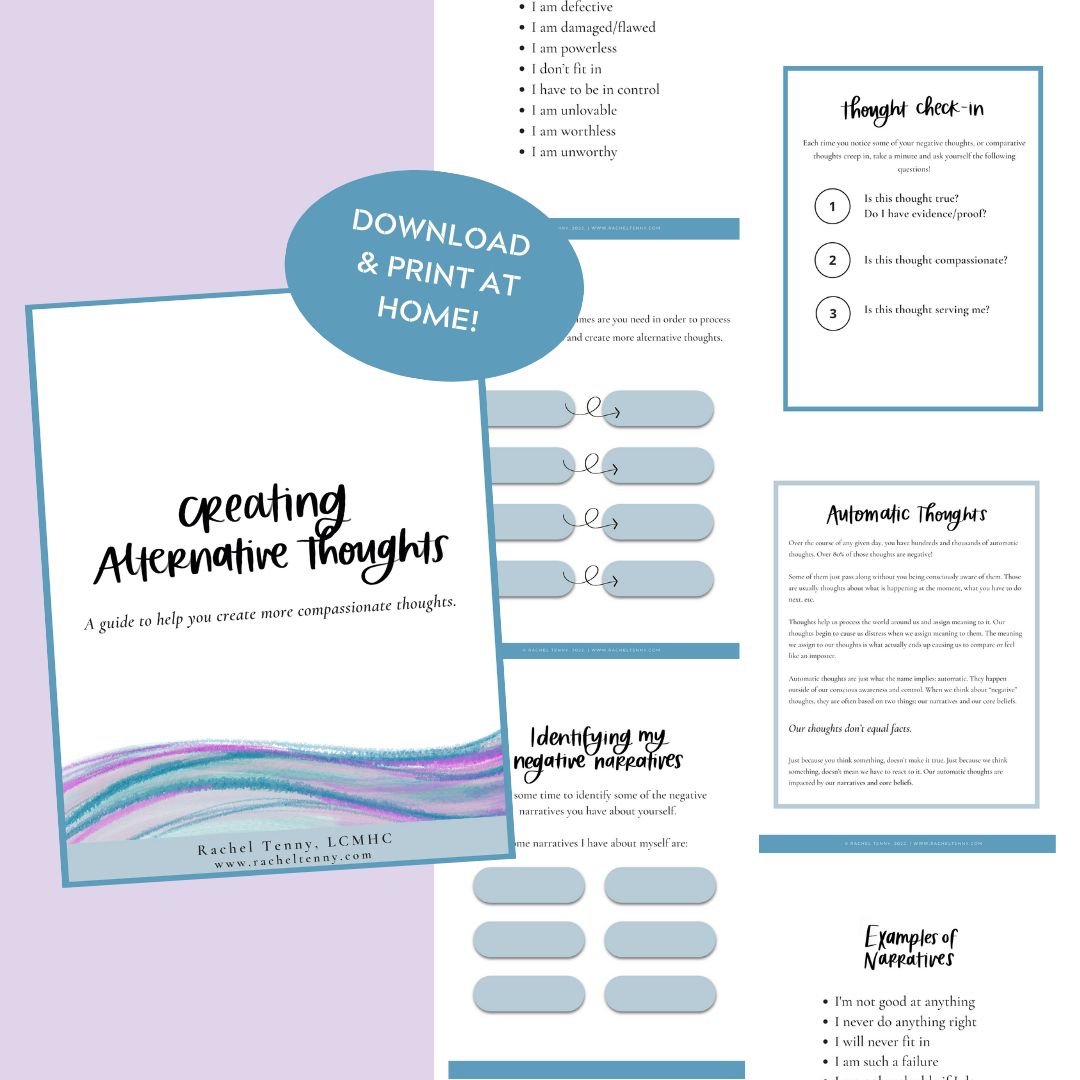 Alternative Thoughts Worksheet.pdf Creating Alternative Thoughts Worksheets | Digital Download – Rachel Tenny