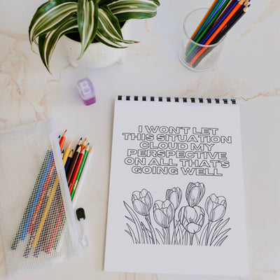 Hard Days Affirmation Coloring Book | Colored pencil & pouch set