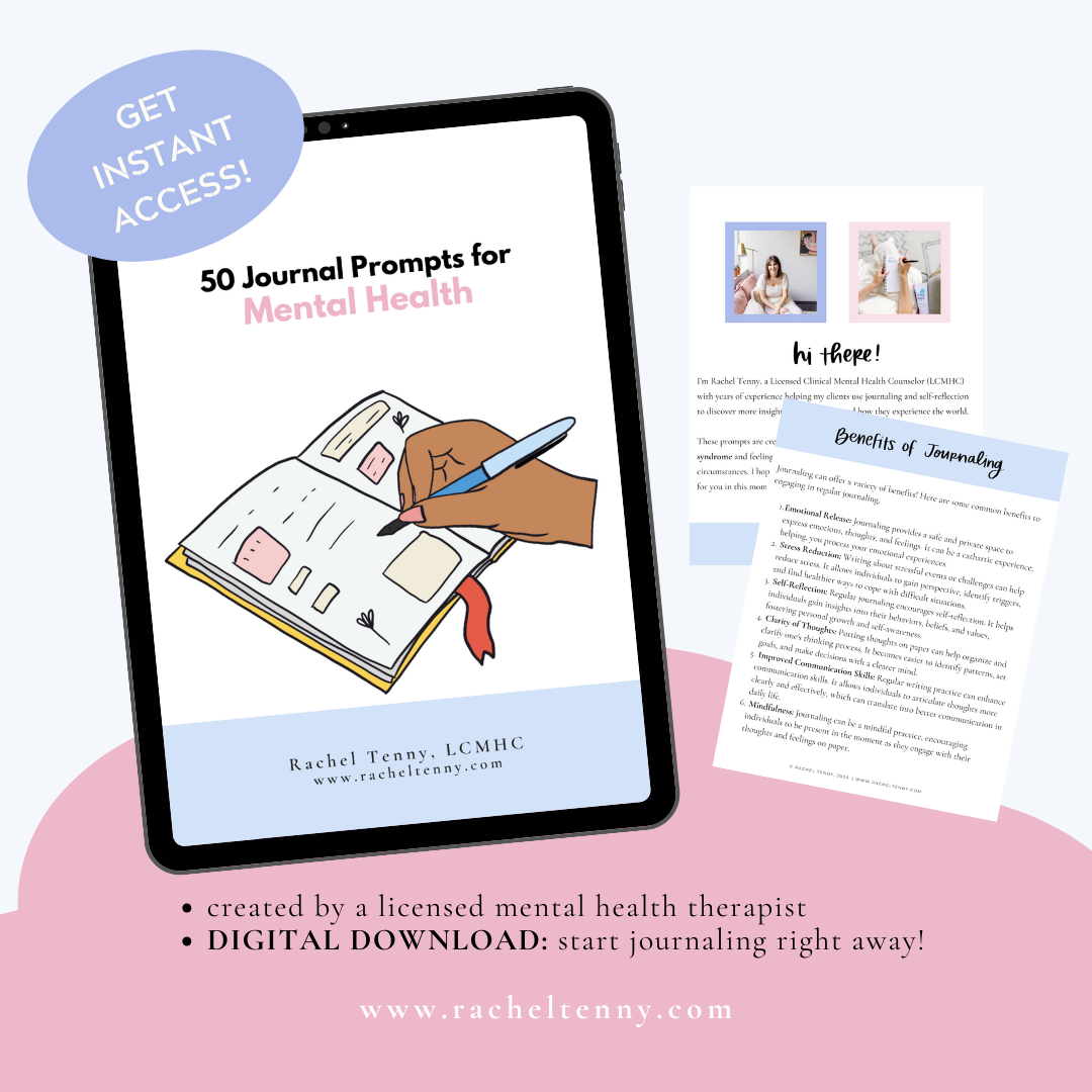 50 Journal Prompts for Mental Health | Digital Download – Rachel Tenny