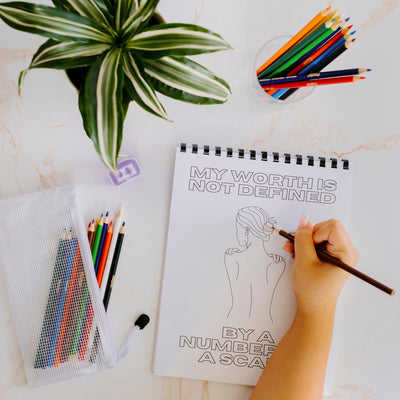 Body Neutrality Affirmation Coloring Book | Colored pencil & pouch set
