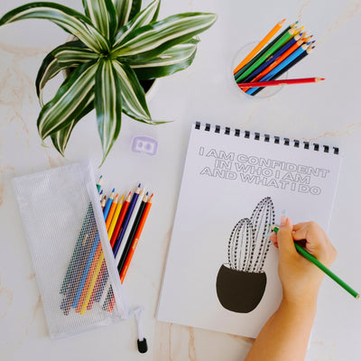 Imposter Syndrome Affirmation Coloring Book | Colored pencil & pouch set