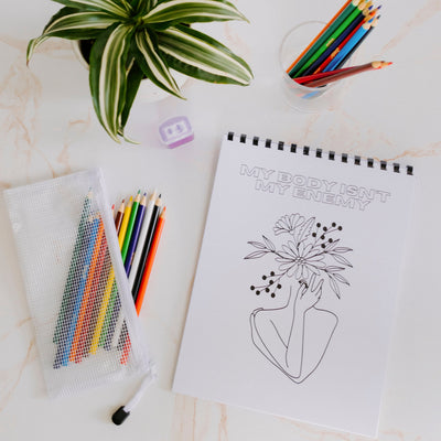 Infertility Affirmation Coloring Book | Colored pencil & pouch set