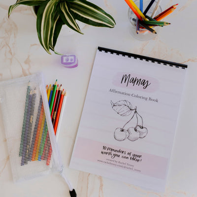 Mamas Affirmation Coloring Book | Colored pencil & pouch set