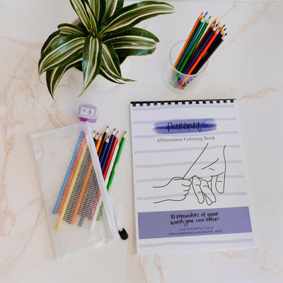 Parents Affirmation Coloring Book | Colored pencil & pouch set