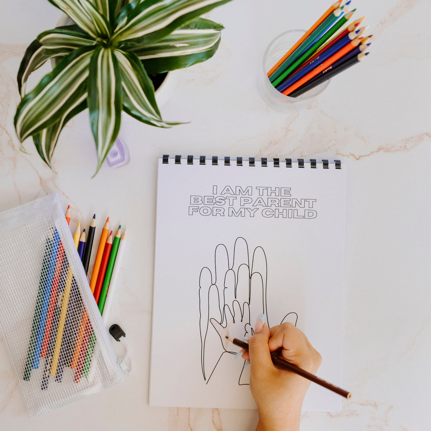 Parents Affirmation Coloring Book | Colored pencil & pouch set