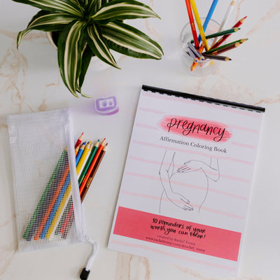 Pregnancy Affirmation Coloring Book | Colored pencil & pouch set