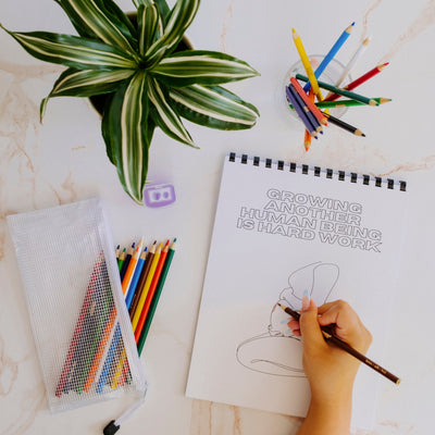 Pregnancy Affirmation Coloring Book | Colored pencil & pouch set