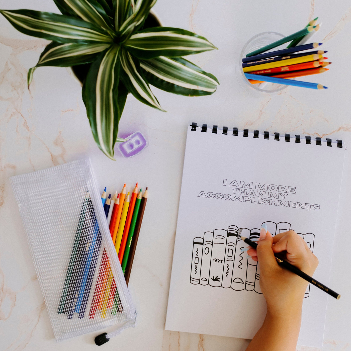 Students Affirmation Coloring Book | Colored pencil & pouch set