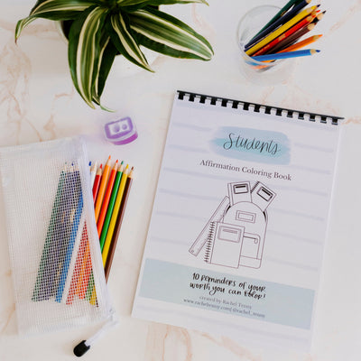 Students Affirmation Coloring Book | Colored pencil & pouch set