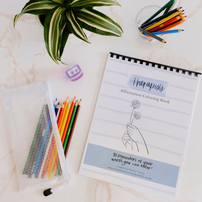 Therapists Affirmation Coloring Book | Colored pencil & pouch set