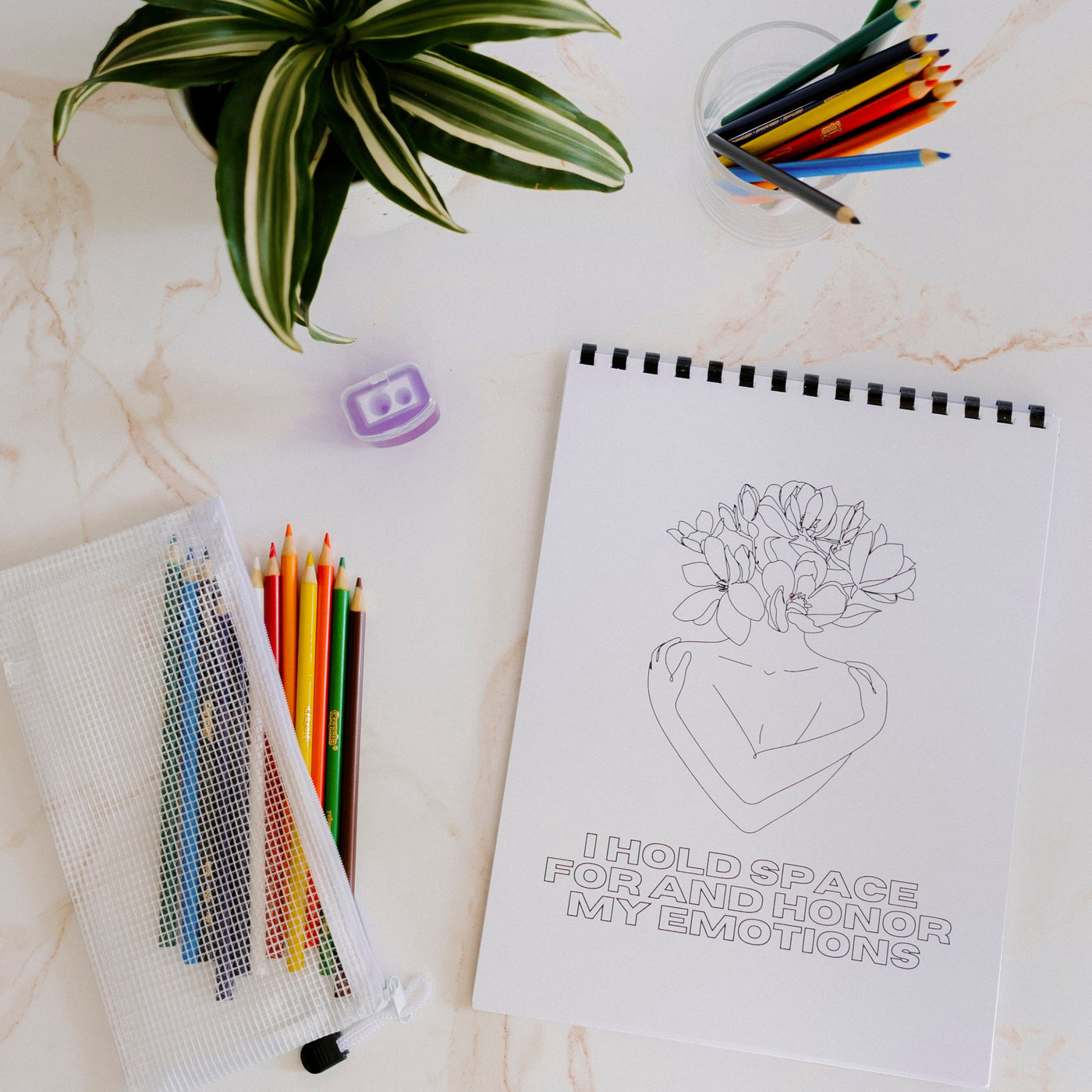 Therapists Affirmation Coloring Book | Colored pencil & pouch set
