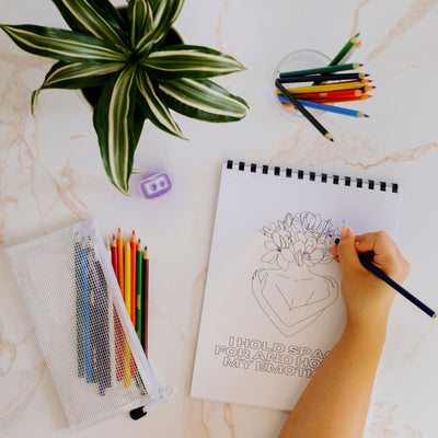 Therapists Affirmation Coloring Book | Colored pencil & pouch set