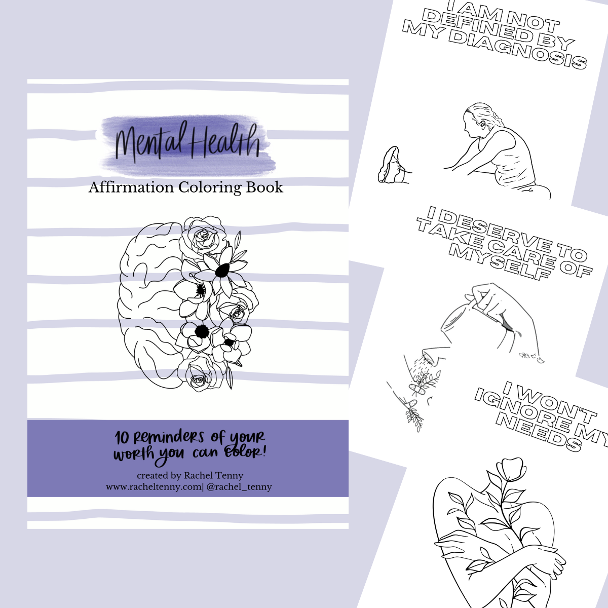 Mental Health Affirmation Coloring Book | Digital Download