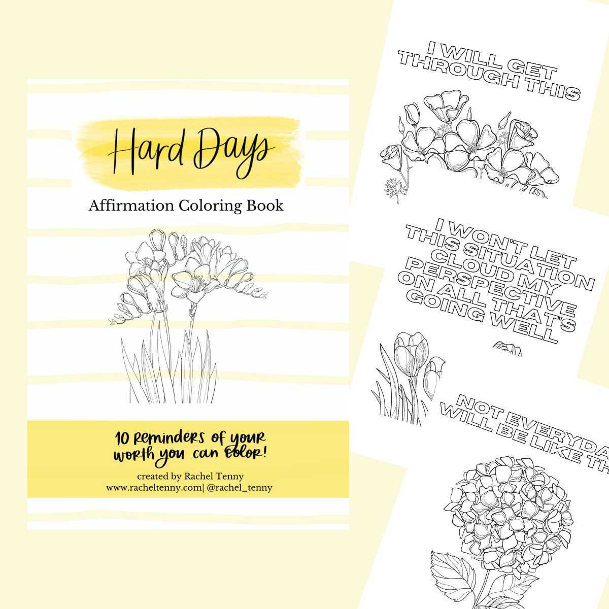 Hard Days Affirmation Coloring Book | Digital Download