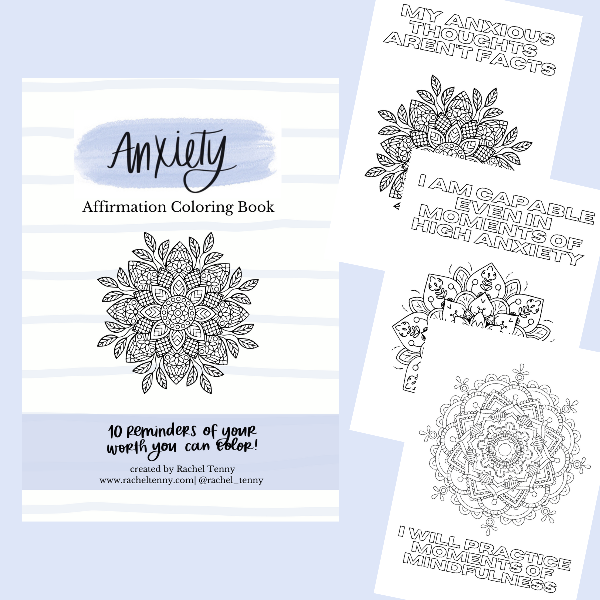Anxiety Affirmation Coloring Book | Digital Download