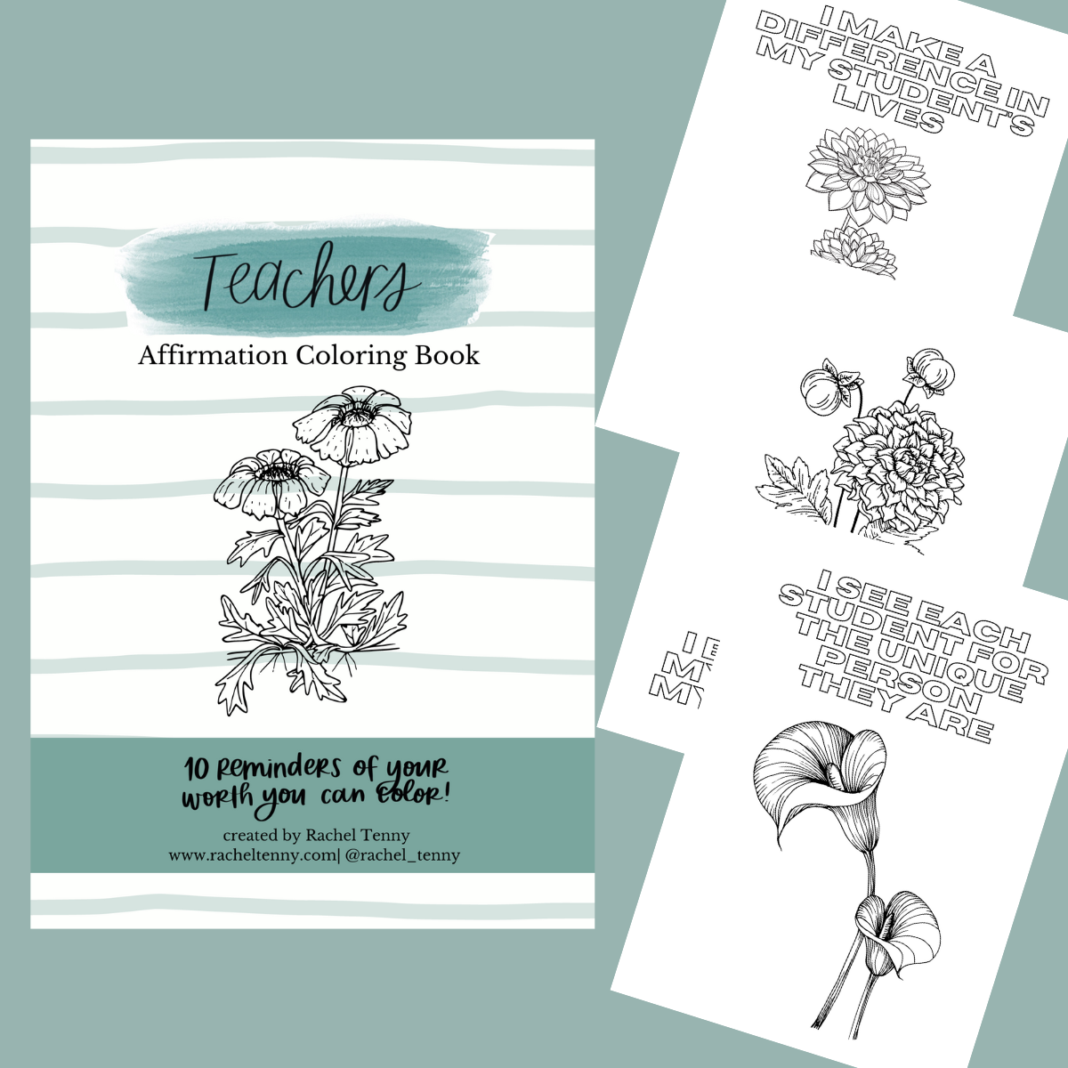 Teachers Affirmation Coloring Book | Digital Download